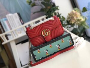 Gucci Marmont Matelassé Mini Bag  Red Matelassé Chevron  For Women 8.5in/22cm GG 44674428