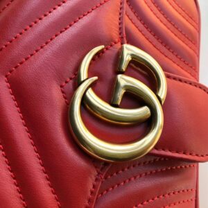 Gucci Marmont Matelassé Mini Bag  Red Matelassé Chevron  For Women 8.5in/22cm GG 44674428