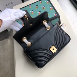 Gucci Marmont Matelassé Mini Bag Black Matelassé Chevron For Women 8.5in/22cm GG 446744 DTDIT 100029