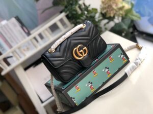 Gucci Marmont Matelassé Mini Bag Black Matelassé Chevron For Women 8.5in/22cm GG 446744 DTDIT 100029