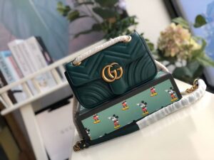 Gucci Marmont Matelassé Mini Bag Green Matelassé Chevron For Women 8.5in/22cm GG 44674430