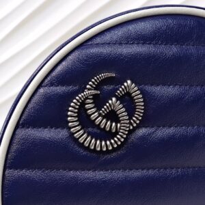 Gucci Marmont Mini Round Shoulder Bag Blue For Women 7in/18cm GG