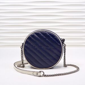 Gucci Marmont Mini Round Shoulder Bag Blue For Women 7in/18cm GG