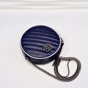 Gucci Marmont Mini Round Shoulder Bag Blue For Women 7in/18cm GG