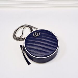 Gucci Marmont Mini Round Shoulder Bag Blue For Women 7in/18cm GG