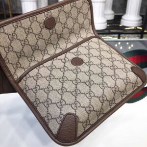 Gucci Neo Vintage Small Messenger Bag Beige/Ebony GG Supreme Canvas With Brown For Women 8.5in/22cm GG 501050 9C2VT 8745