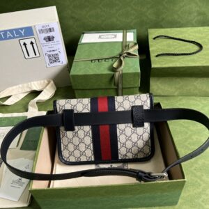 Gucci Ophidia Belt Bag Beige And Blue GG Supreme Canvas For Women 9in/22cm GG 674081 96IWN 407638