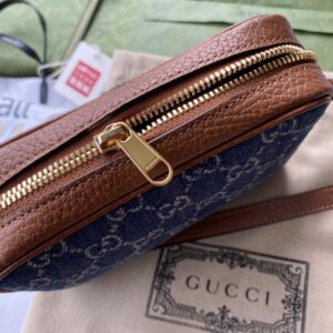 Gucci Ophidia GG Mini Bag Dark Blue And Ivory Eco Washed Organic GG Jacquard Denim For Women 7in/17.5cm GG 517350 2KQGG 8375