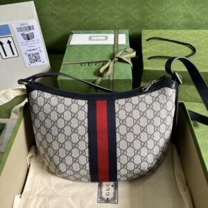 Gucci Ophidia GG Small Shoulder Bag Beige And Blue GG Supreme Canvas For Women 12in/30cm 598125 2ZGMN 4076