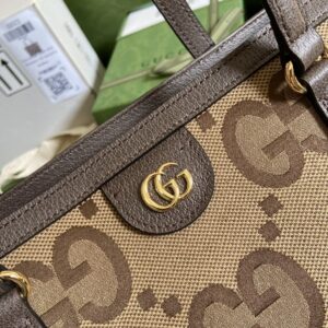 Gucci Ophidia Jumbo GG Medium Tote Camel And Ebony Jumbo Canvas For Women 15in/38cm GG