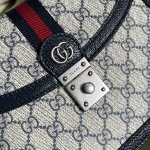 Gucci Ophidia Small Top Handle Bag Beige And Blue GG Supreme Canvas  For Women 10in/25cm 651055 96IWN 4076