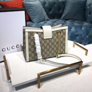 Gucci Padlock Small GG Shoulder Bag A Material With Low Environmental Impact With White For Women 10in/26cm GG 498156 KHNKG 9761