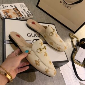 Gucci Princetown Slipper With Bee Stars Beige For Women GG PR-617061