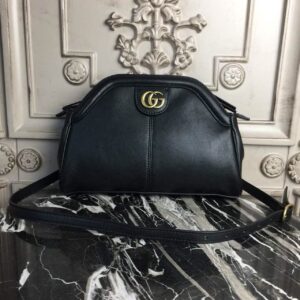 Gucci RE(BELLE) Medium Top Handle Bag Black For Women 10.7in/27cm GG