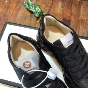 Gucci Rhyton Dad Transparent Sole Sneakers Black For Women GG PR-457955