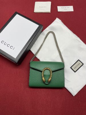 Gucci Super Mini Dionysus Chain Bag Emerald Green Metal-Free Tanned For Women 4in/11cm GG76