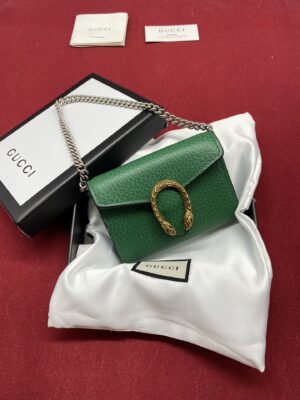 Gucci Super Mini Dionysus Chain Bag Emerald Green Metal-Free Tanned For Women 4in/11cm GG36