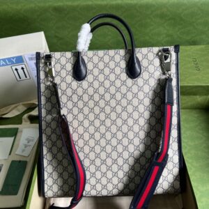 Gucci Tote Bag With Interlocking G Beige And Blue Supreme Canvas For Women 15in/38.5cm GG