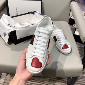 Gucci Women’s Ace Sneaker With Hearts White For Women GG PR-480475