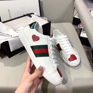 Gucci Women’s Ace Sneaker With Hearts White For Women GG PR-480475