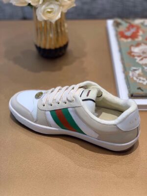 Gucci Women’s Screener Sneaker With Web BeigeWhite For Women GG PR-166569