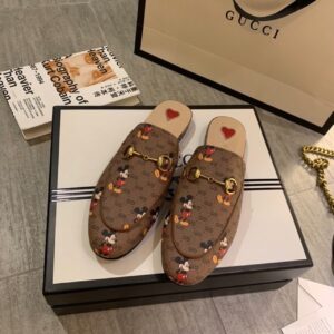 Gucci x Disney Princetown Mules Brown For Women GG PR-398926