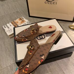 Gucci x Disney Princetown Mules Brown For Women GG PR-398926