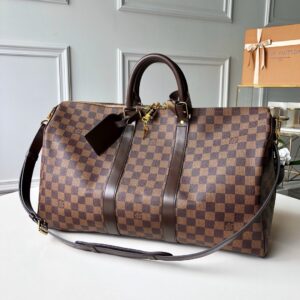 Louis Vuitton Keepall Bandouliere 55 Damier Azur Canvas For Women, Women’s Handbags, Travel Bags 21.7in/55cm LV N41429