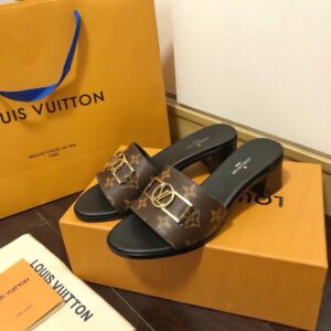 Louis Vuitton Lock It Mule Patent Monogram Canvas BlackBrown For Women LV 1A660F PR-369916