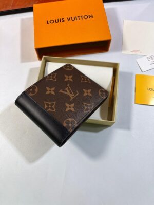 Louis Vuitton Multiple Wallet Monogram Macassar Black For Men, Men’s Wallet 12cm LV M69408