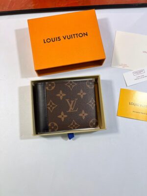 Louis Vuitton Multiple Wallet Monogram Macassar Black For Men, Men’s Wallet 12cm LV M69408