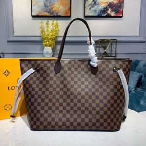 Louis Vuitton Neverfull GM Tote Bag Damier Ebene Canvas Cerise Red For Women, Shoulder Bags 15.7in/40cm LV N41357