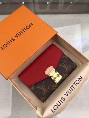 Louis Vuitton Pallas Compact Wallet Combines Monogram Canvas Red For Women, Women’s Wallet 13cm LV M67478