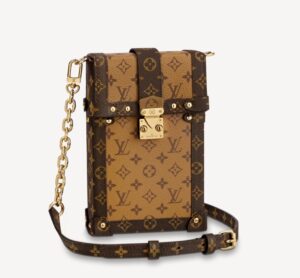 Louis Vuitton Pochette Trunk Verticale Monogram Canvas Black For Women, Women’s Chain Wallet 6.9in/18cm LV M63913