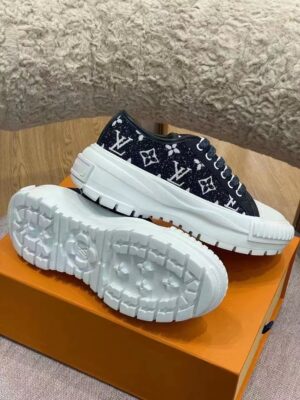 Louis Vuitton Squad Sneaker Monogram Denim Black For Women LV PR-829309