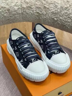 Louis Vuitton Squad Sneaker Monogram Denim Black For Women LV PR-829309