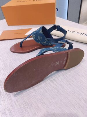 Louis Vuitton Starboard Flat Thong Sandal Monogram Denim Blue For Women LV 1A7RDP PR-581268