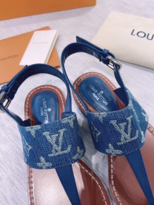 Louis Vuitton Starboard Flat Thong Sandal Monogram Denim Blue For Women LV 1A7RDP PR-581268