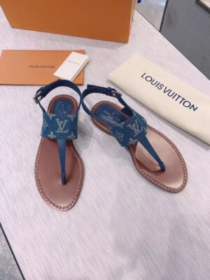 Louis Vuitton Starboard Flat Thong Sandal Monogram Denim Blue For Women LV 1A7RDP PR-581268