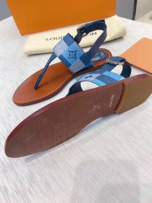 Louis Vuitton Starboard Flat Thong Sandal Monogram Denim Blue For Women LV PR-641707