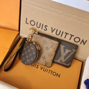 Louis Vuitton Trio Pouch Monogram Giant, Monogram Reverse And Monogram Mini Canvas For Women, Women’s Wallet 7.7in/19.5cm LV M68756