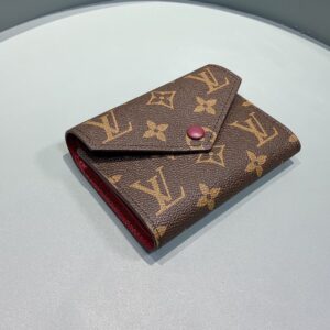 Louis Vuitton Victorine Wallet Monogram Canvas Fuchsia Pink Button For Women, Women’s Wallet 4.7in/12cm LV