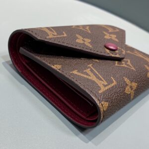 Louis Vuitton Victorine Wallet Monogram Canvas Fuchsia Pink Button For Women, Women’s Wallet 4.7in/12cm LV