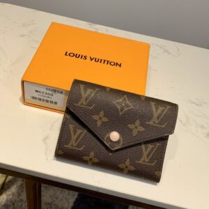 Louis Vuitton Victorine Wallet Monogram Canvas Pink Button For Women, Women’s Wallet 4.7in/12cm LV