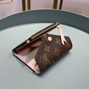 Louis Vuitton Victorine Wallet Monogram Canvas Pink Button For Women, Women’s Wallet 4.7in/12cm LV