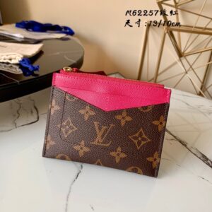 Louis Vuitton Zipped Card Holder Monogram Canvas Fuchsia For Women, Women Wallet LV M62257