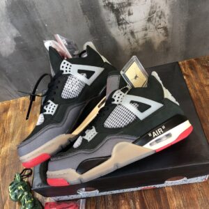 Nike Air Jordan 4 Off White Bred Pk God Factory in Black Sneaker For Women, Women’s Shoes PR-108561