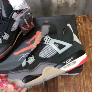 Nike Air Jordan 4 Off White Bred Pk God Factory in Black Sneaker For Women, Women’s Shoes PR-108561