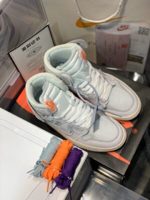 Off-White x Nike Air Jordan 1 Retro High in White Sneaker For Women, Women’s Shoes PR-695674