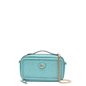 Gg-embossed Leather Crossbody Bag In Blue